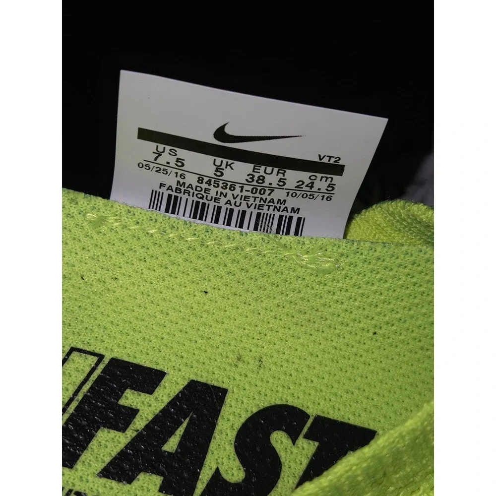 Nike Zoom All‎ Out Flyknit Women Running Shoes Neon Yellow Gray Mid Top Athletic
